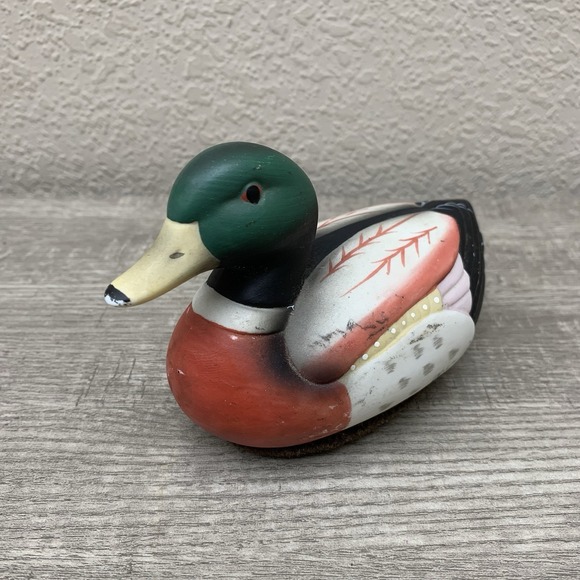 Vintage Jasco Ceramic Mallard Duck Lint Remover Brush Figurine Decoy - Picture 1 of 9